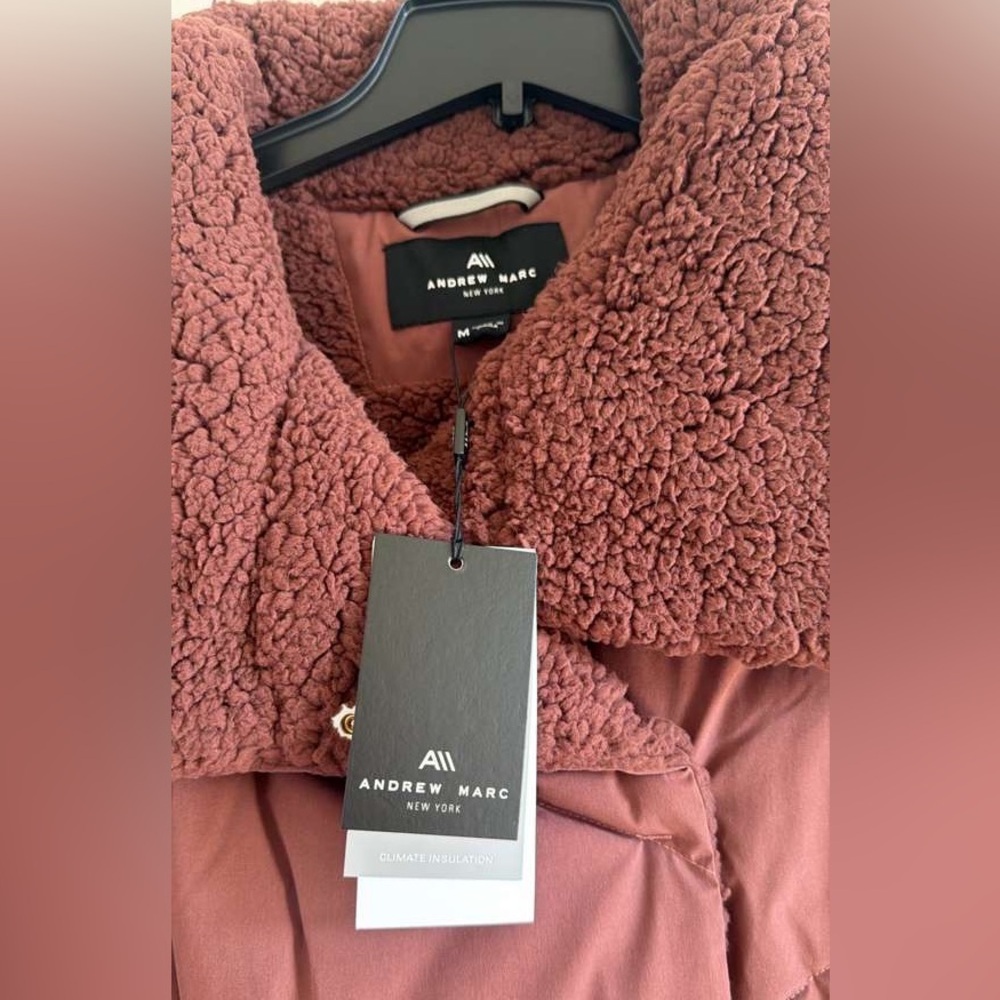 Andrew Marc Valencia Faux Shearling Lined Puffer Jacket Water Resistant M - Picture 4 of 6